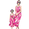 Beatiful Bohemian Family Dress Outfits Summer Mother Daughter Matching Clothes Floral Sleeveless Long Beach Dress AF1657