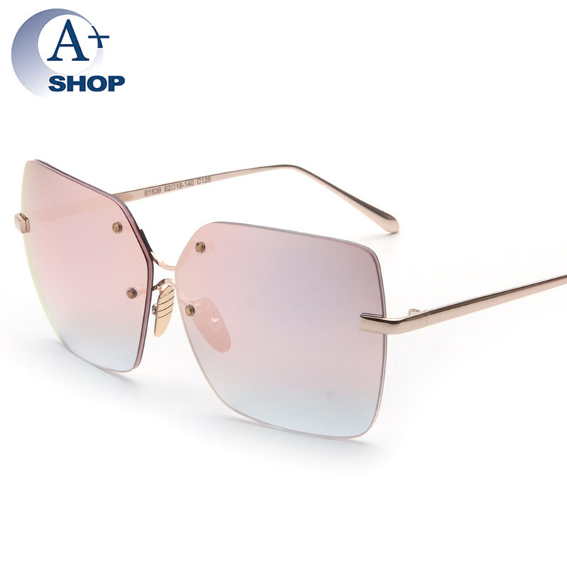 Rimless Sunglasses Women Square Oversized Vintage Sun ...