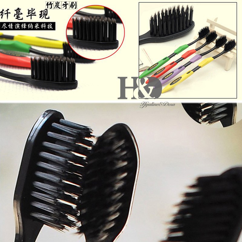 4PCS Pack 5pak lot Random shipments 18cm Oral Hygiene Ultra Soft Travel Bamboo Tooth Brush Charcoal Nano Brush Oral Care (2)