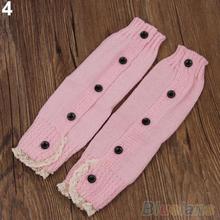 Baby Kids Girl s Crochet Knitted Button Toppers Lace Leg Warmers Trim Boot Cuffs Socks 1QED