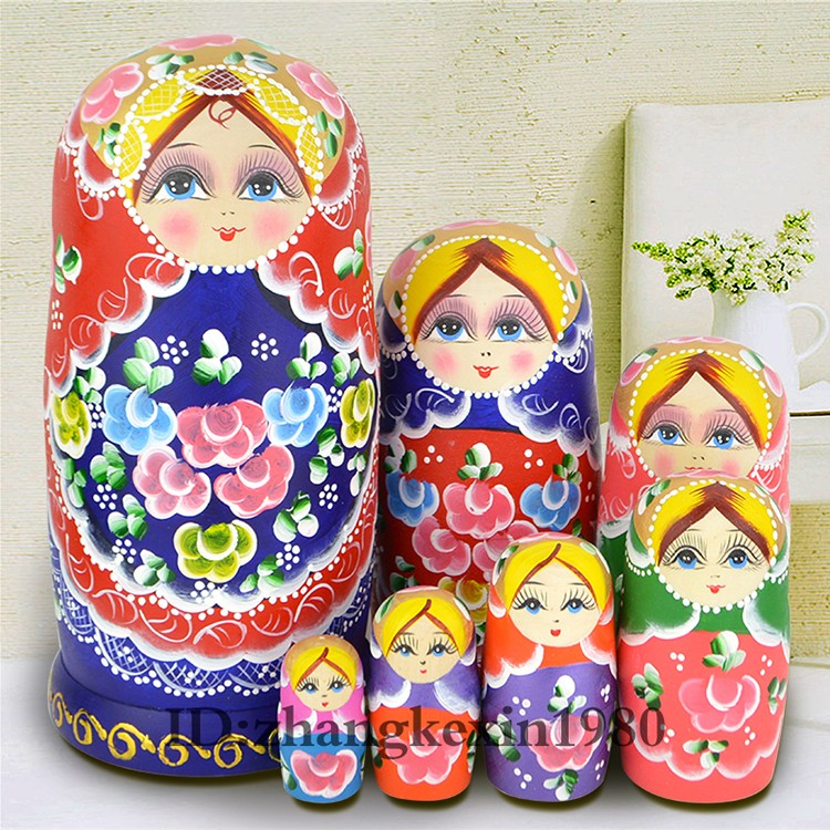 7 Pcs/set Wooden Matryoshka Set Russian Dolls Kids Toy Nesting Dolls Hand Painted Home Decoration Birthday Gifts TB23vQpspXXXXc4XXXXXXXXXXXX_!!53522826