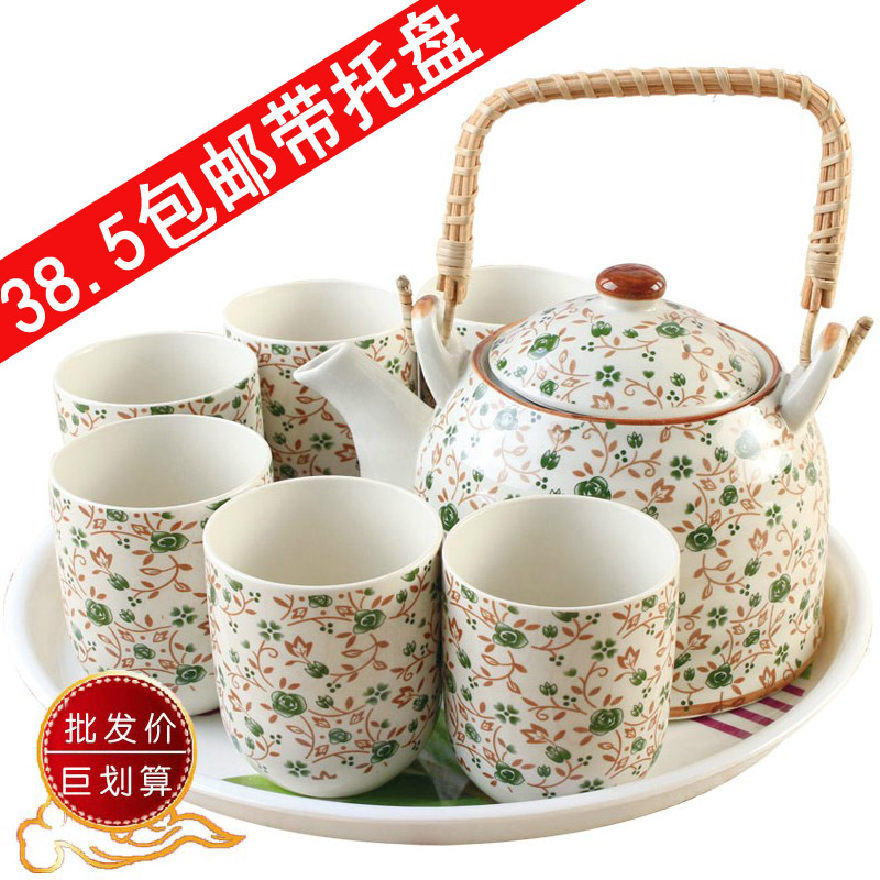 Jingdezhen ceramic 7 set tea set green tea cup teapot gift