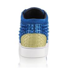 2015 new arrival royaums lace up lambskin casual shoes women rivets Blue high top genuine leather