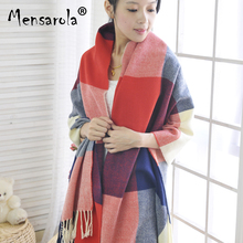 2016 New Limited Scarf Bandana Scarves Thermal Women Plaid Faux Thickening Long Cape Knitted Winter Muffler The United States