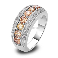 Unisex Jewelry Round Cut Morganite 925 Silver Ring Size 6 7 8 9 10 11 12 Band Rings New Fashion Wholesale Free Shipping