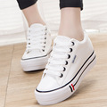 Women White Casual Shoes Ladies Platform Wedges Canvas Shoes Cute Classic Skateboard Shoes Trainers Zapatos Mujer