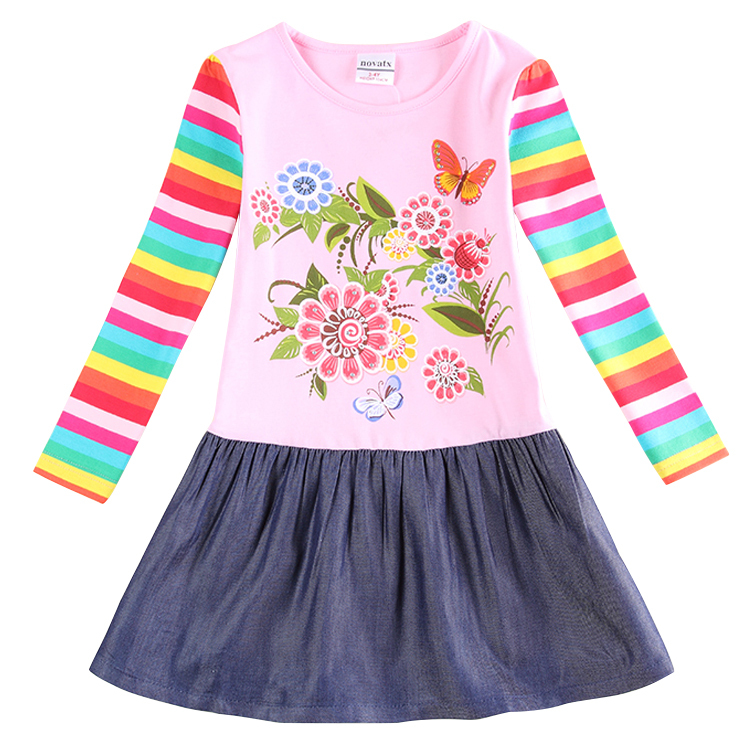 5pcs/lot nova kids wear Girl Dress children clothes Baby Dress Children Clothing  flower kids dress spring/ autumn Girls frocks