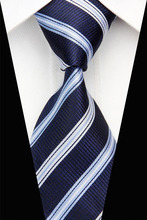NT0478 Blue White Striped Classic Smooth Man s Casual Silk Polyester Necktie Business Knitted Tie
