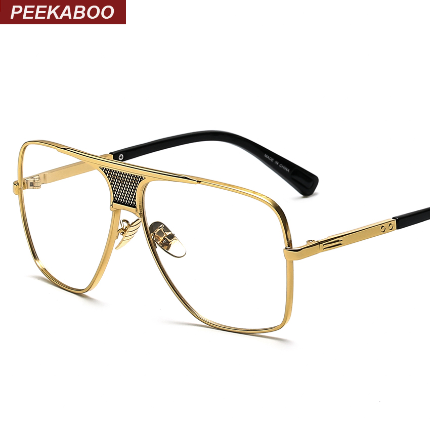 Flat top men glasses frame branded designer big square ...