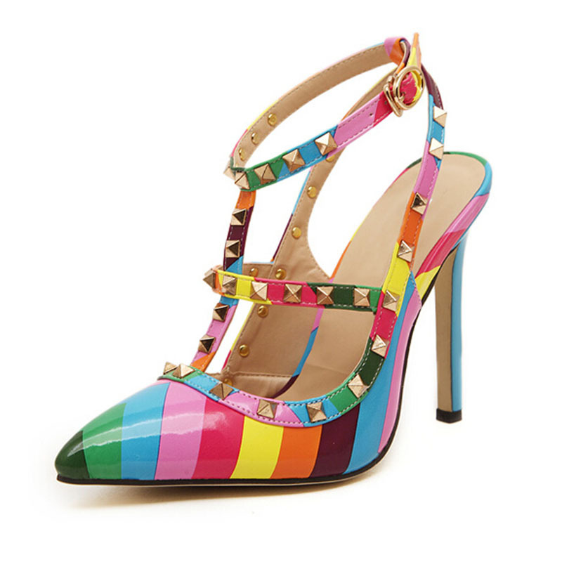 2015 Summer Hot Design Women\'s Rainbow Pumps Point...