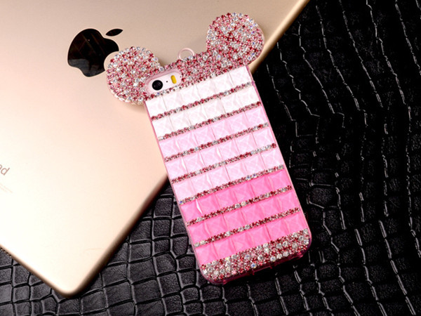 10pcs/lot diamond crystal Mickey mouse ears  cell phone cases covers for iphone 6  5s protective case free shipping