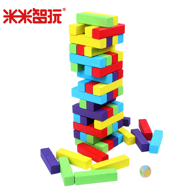 Children s Books 60 colored piles of high drawing board game fun toy wooden building blocks