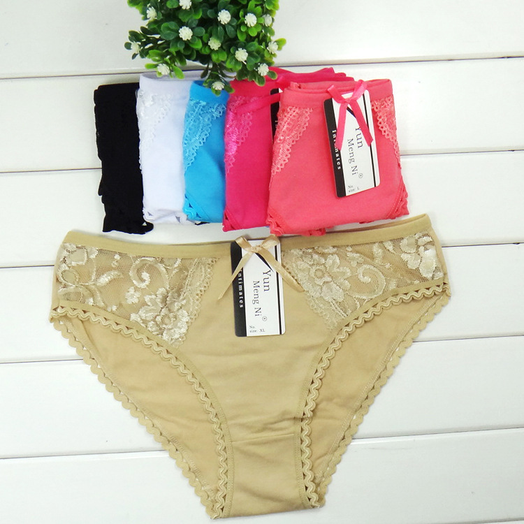 86763 Women Briefs Cotton New 2015 Sexy Lace Underwear Candy Color Cotton Women Panties