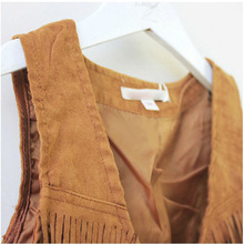 2015 Summer waistcoat for Kids casual vest girls black brown One Piece Clothes Sleeveless Tassel Vest