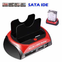 Newest All in 1 HDD Docking Station Dual Double 2.5″/3.5″ IDE SATA External HDD Box Card Reader USB 3.0/2.0 Hard Drive Disk Dock