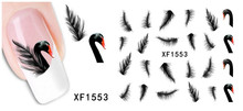 1 Sheet New Arrival Water Transfer Nail Art Stickers Decal Beauty Black Swan Feather Design Manicure