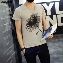 2016 Hot Sale Brand Clothing T-shirt Men Summer Fashion Flower Printed Men T Shirt Casual O- Neck T Shirt Men Free Shipping