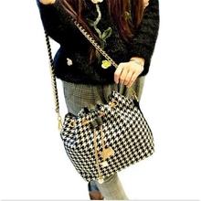 National Women Canvas Bags Drawstring Geometric Plaid Shoulder Bag Vintage College School Casual Crossbody Bags Girls
