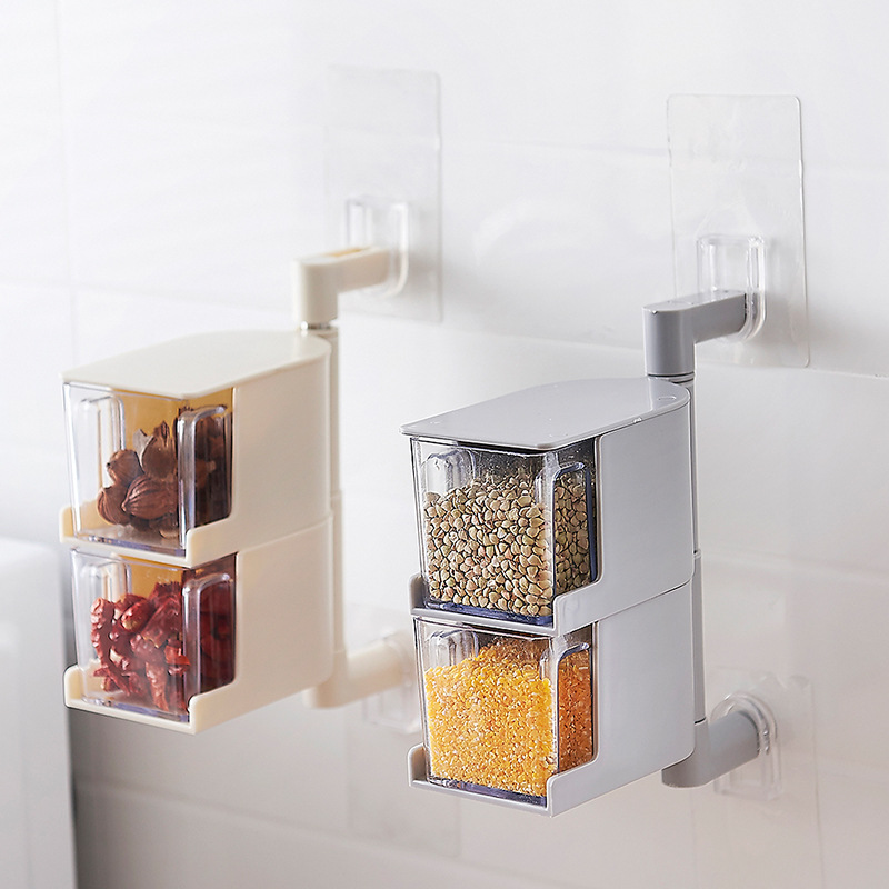 Kitchen Organization Drawer Box Wall Mounted Rotating Salt Pepper Spice Condiment Container Drawer Kitchen Storage /& Organization
