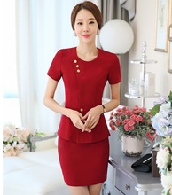 Formal OL Styles Professional Business Suits With Jackets And Skirt Female Blazers Outfits Office Work Wear Clothing Sets Red