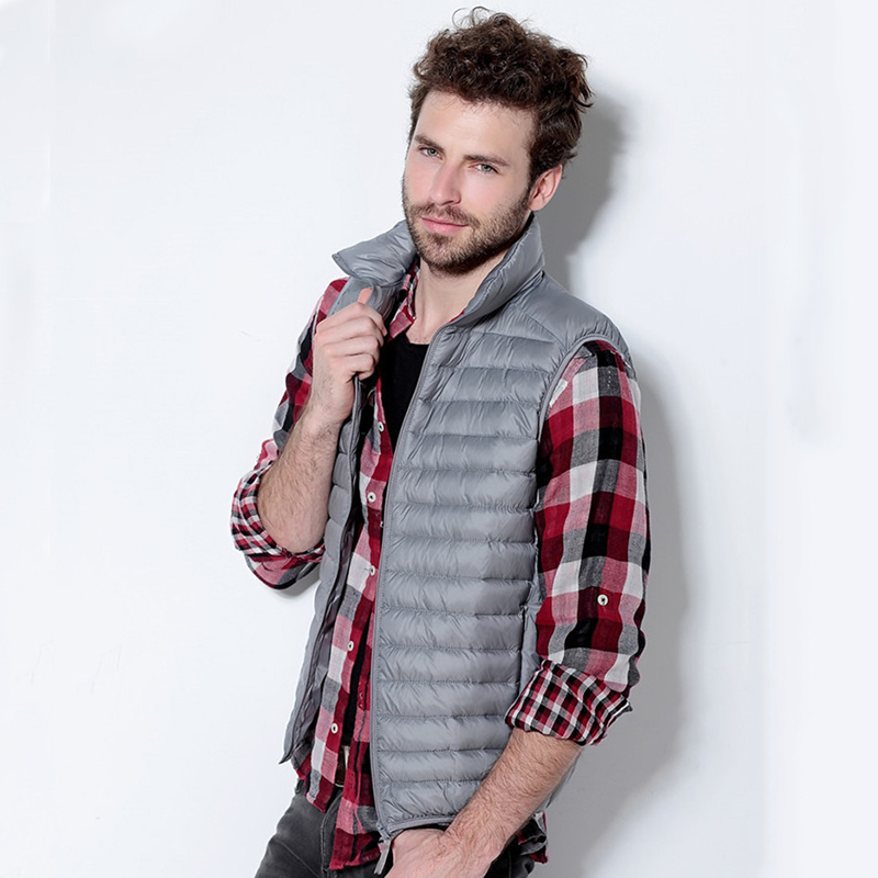 Brand New Winter Men s Ultralight Down Vest Stand Collar Sleeveless Jacket Warm Coat 90 White