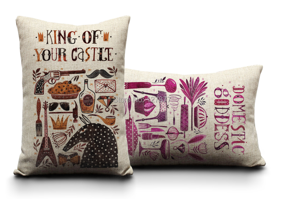 Goddess & king Throw Pillows. 30cm*50cm Modern Pillowcase. Home Decor Cotton Linen Decorative ...