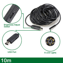 2015 Hot Sale New Stylish Ajustable 10M USB Waterproof Endoscope Borescope 7MM Snake Inspection Video Camera 6LEDS