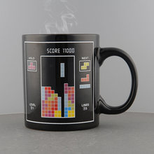 Brand New Cool Tetris Game Pattern Magic Heat Sensitive Reactive Color Change Milk Mug Coffee Gift