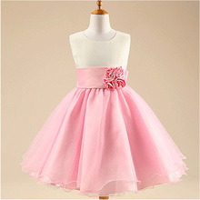 New Arrivals Elegant Flower Girls Dresses For Party and Wedding Bowknot Ribbons Princess Costume Sleeveless Celebrity Dress 3-7Y