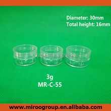 FreeShipping 100+2pcs 3 gram 3g Clear Pots with Clear Lids, 3g Mini Cosmetic Empty Jar Pot Eyeshadow Makeup Face Cream Container