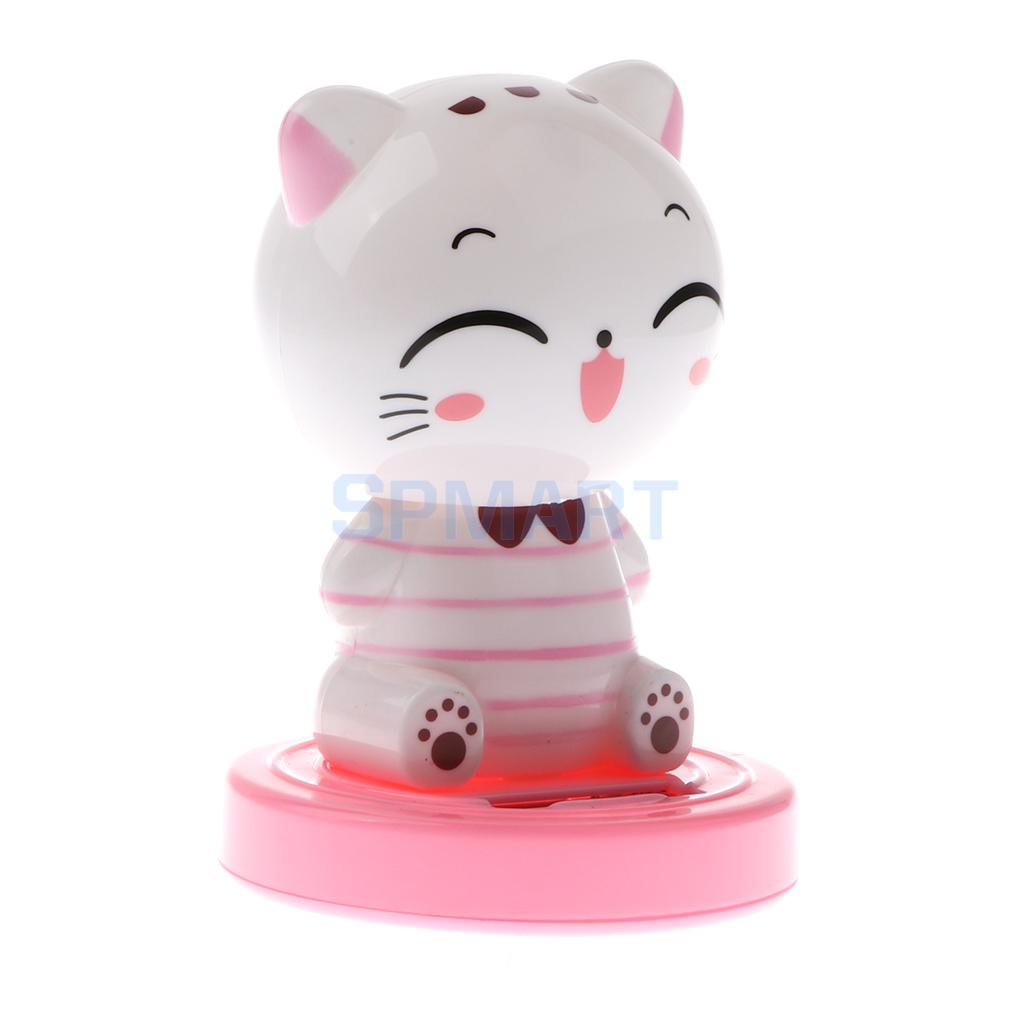 Kids Solar Powered Nodding Head Cat Kitten Animal Swinging Toy Car Home
