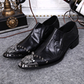 High Quality Fashion Genuine Leather Men Shoes Rivet Pointed Toe Business Men Dress Shoes Punk Formal