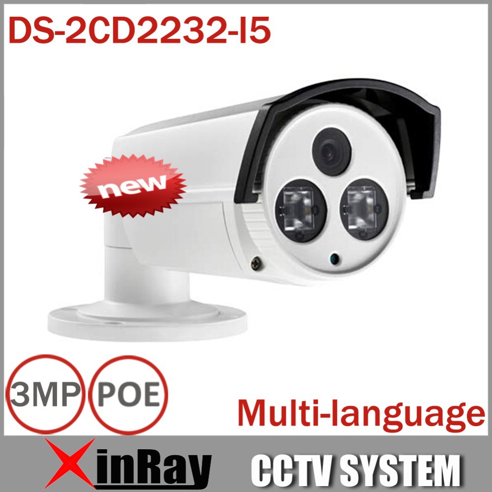 Multi language V5 2 5 DS 2CD2232 I5 3MP Bullet Camera with Bracket Full HD POE