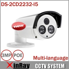 Newest  Hikvision Multi-language V5.2.5 DS-2CD2232-I5 3MP Bullet Camera with Bracket Full HD POE Power CCTV Camera