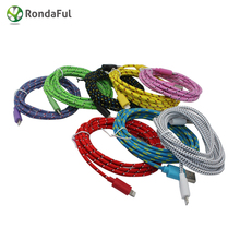 2016 Colorful 1M 3ft nylon cable 1M USB Data Cable charger for iphone 5 5s 5c