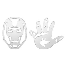 Brand IRON MAN MASK AND GLOVE SHAPED STUD IN GOLD SUPER HERO JEWELRY For women Lovers Nice Bijou