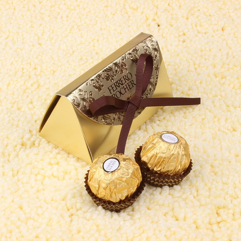 50pcs Gold Wedding Party Favors Candy Gifts Boxes W/Ribbons Sweets