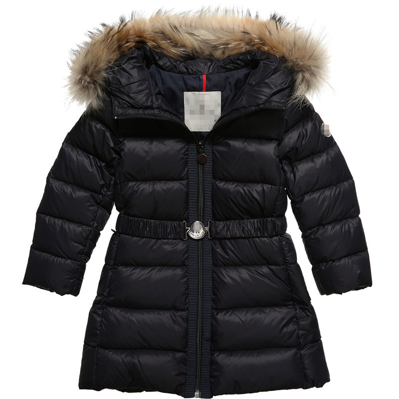 2014 Winter kids children baby girls small children down jacket in the long section of raccoon fur collar special