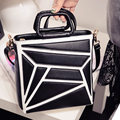 Classic Black And White Contrast Color Trendy Shoulder Bag Women Designer Chic Geometric Patchwork Stylish Handbag