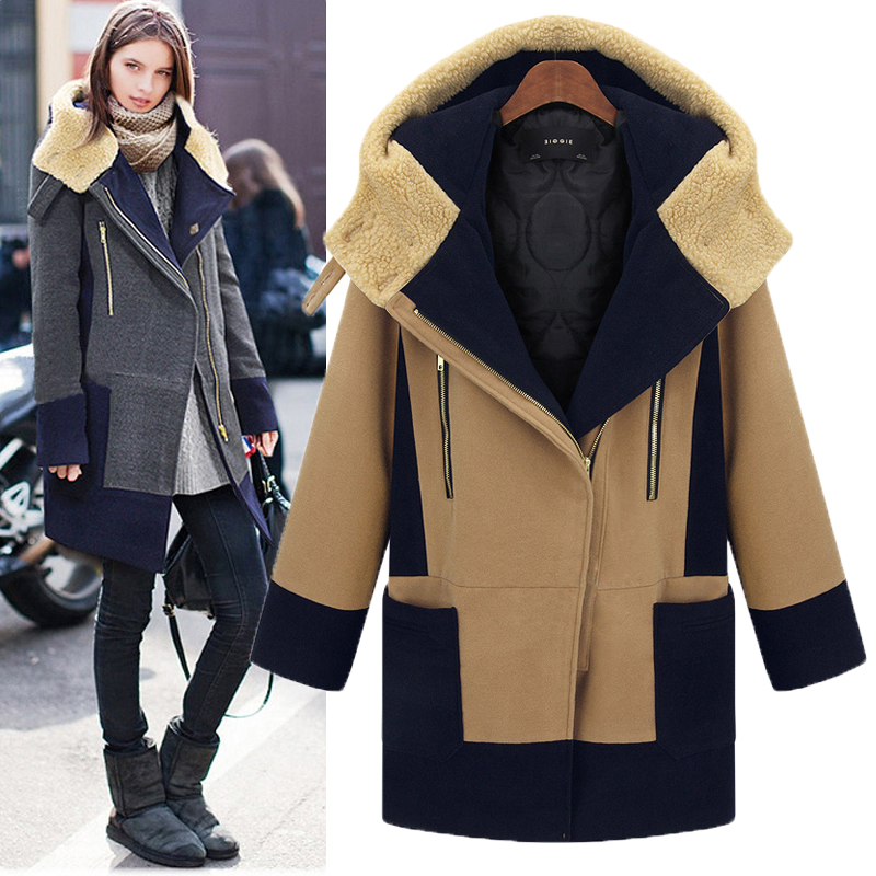 European and American women's fall and winter clothes large size Slim thick woolen jacket and long sections warm coat YF-131