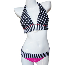 Plus Size XXL 2015 Hot Sale Women Swimwear Sexy Stripe Fringe Dotted Triangl Halter Bikini Set