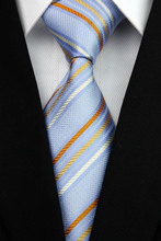 NT0037 Blue Orange Stripe Smooth Jacquard Woven Classic Type Silk Polyester Man s Business Wedding Luxury