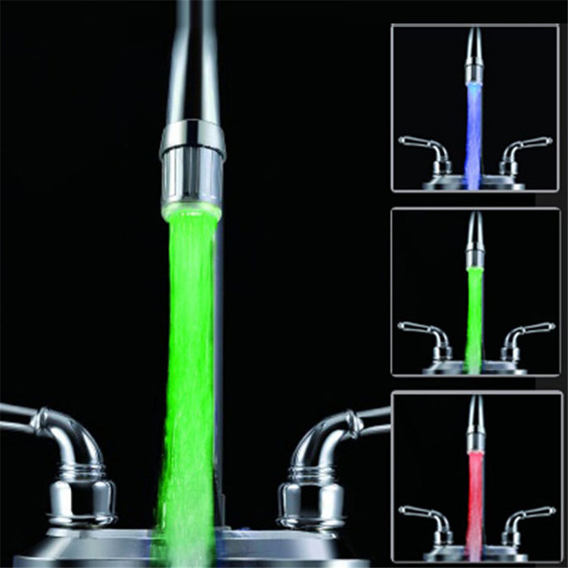 New Qualified 3 Color LED Light Change Faucet Shower Water Tap Temperature Sensor dig6329