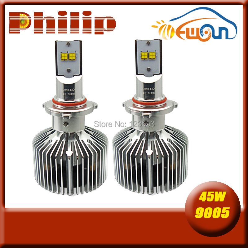 2015 Most Brightness 4500lm 12v led headlight kit 9005 HB3 Replace xenon hid led headlight bulbs kits 12v 45w free shipping