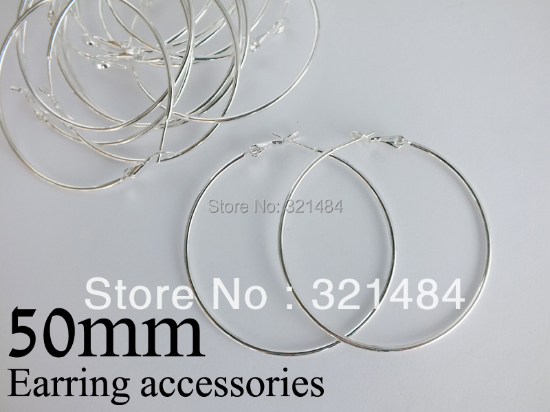 Bulk 500pc lot silver plated 50mm french circle hooks earring backs hoop earring findings for jewelry