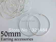 Bulk 500pc/lot silver plated 50mm french circle hooks earring backs hoop earring findings for jewelry making supplies