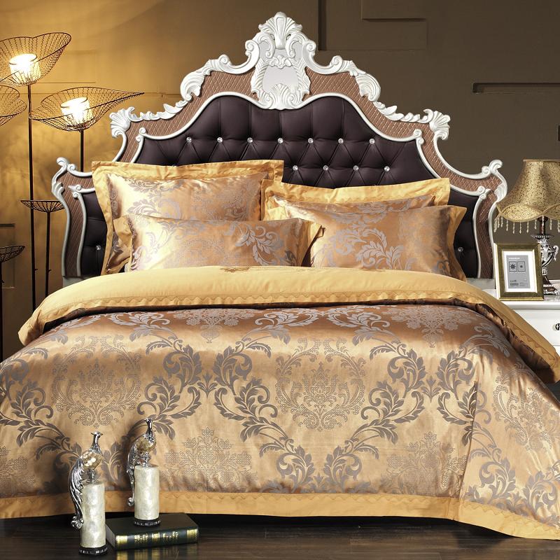 4pcs Silk Bedding Set Bedclothes Embroidery Bed Linen Jacquard