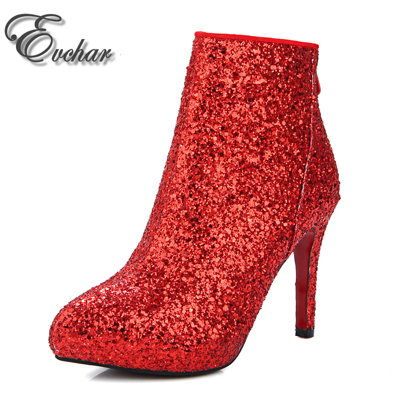 glitter high heel boots
