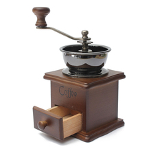 NEW 1PCS Retro design Mini Manual Coffee Mill Wood Stand Bowl Antique Hand Coffee Bean Grind As a Gift