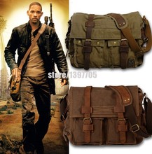 HOT Canvas crossbody bag men I AM LEGEND Will Smith military army vintage Canvas messenger bags